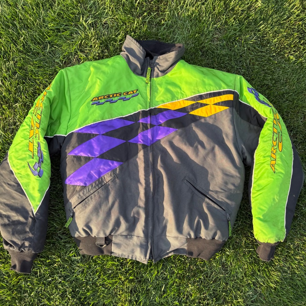Arcticwear Arctic Cat Snowmobile Jacket Mens ML Green Purple Thinsulate V-2681